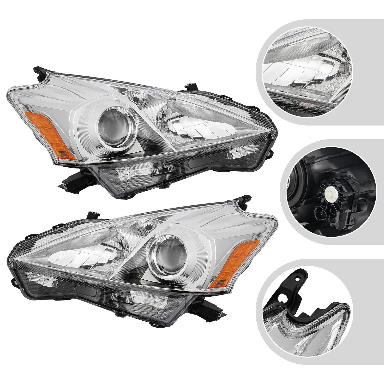 For 2012-2014 Toyota Prius V Headlight Assembly Left & Right Halogen Headlamps