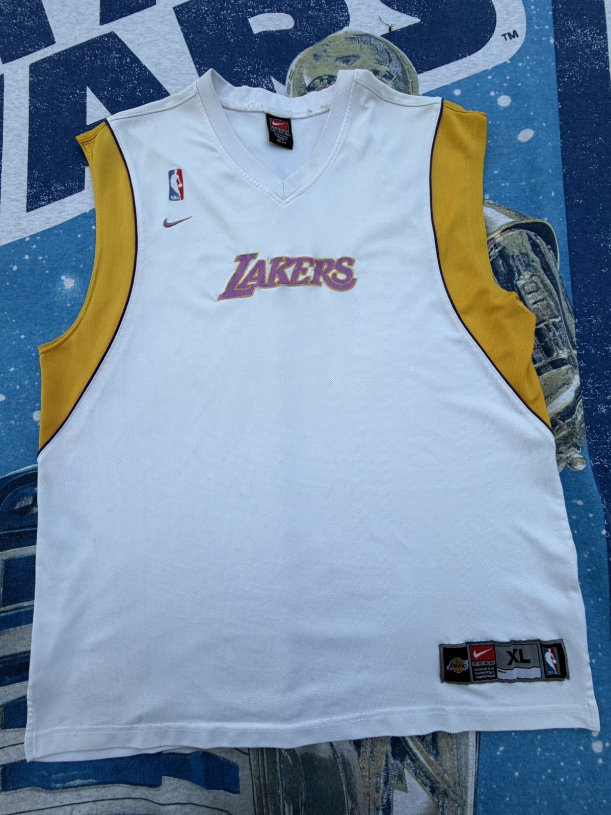 VTG Nike Team Los Angeles Lakers Warm Up Shooting Jersey Large Blank Kobe Era VTG Nike Team Los Angeles Lakers Warm Up Shooting Jersey Large Blank Kobe Era
