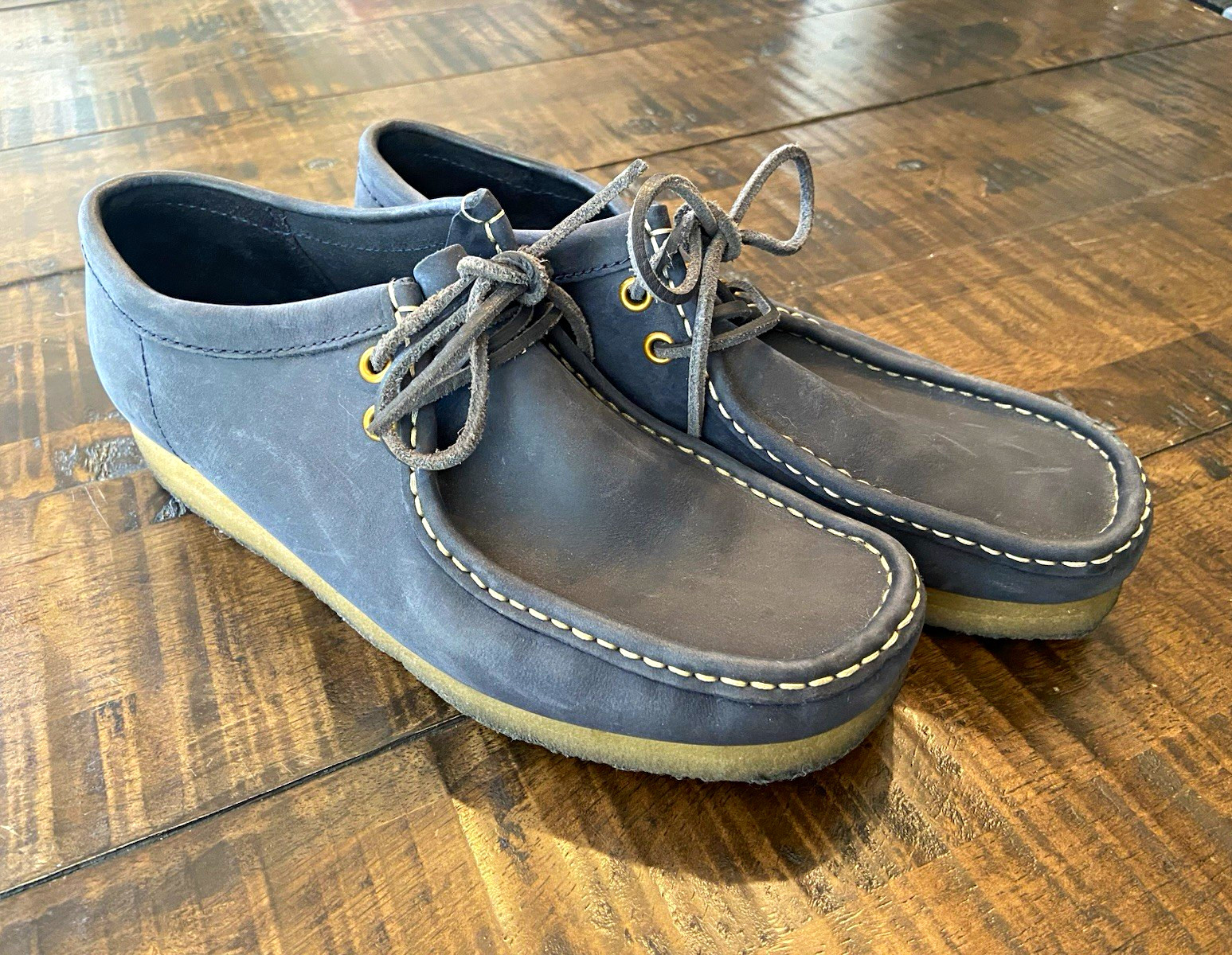 Clarks Originals Wallabee 11826 Men’s Blue Suede Loafer Lace-Up Shoes US 8