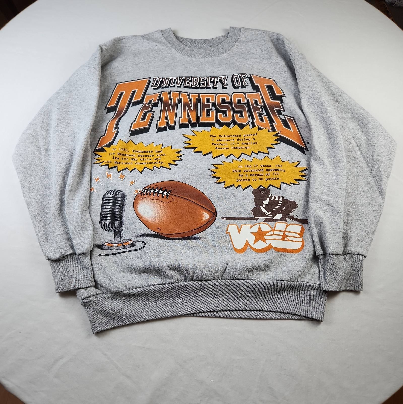 VTG University of Tennessee Volunteers Vols Sweatshirt Crewneck Gery Size L AOP VTG University of Tennessee Volunteers Vols Sweatshirt Crewneck Gery Size L AOP