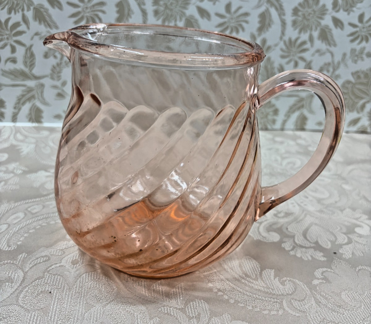 Vintage Pink Glass Pitcher - 6