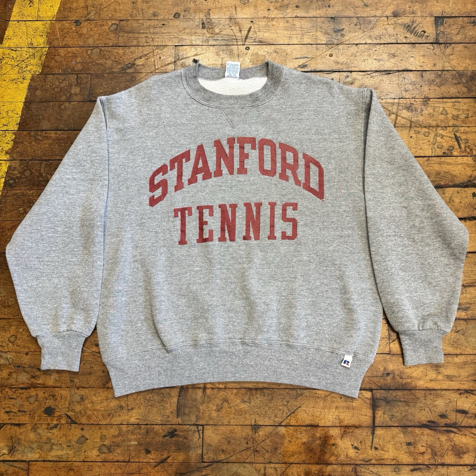Vintage Stanford Tennis Crewneck Men’s Large USA Grey Russell Athletic