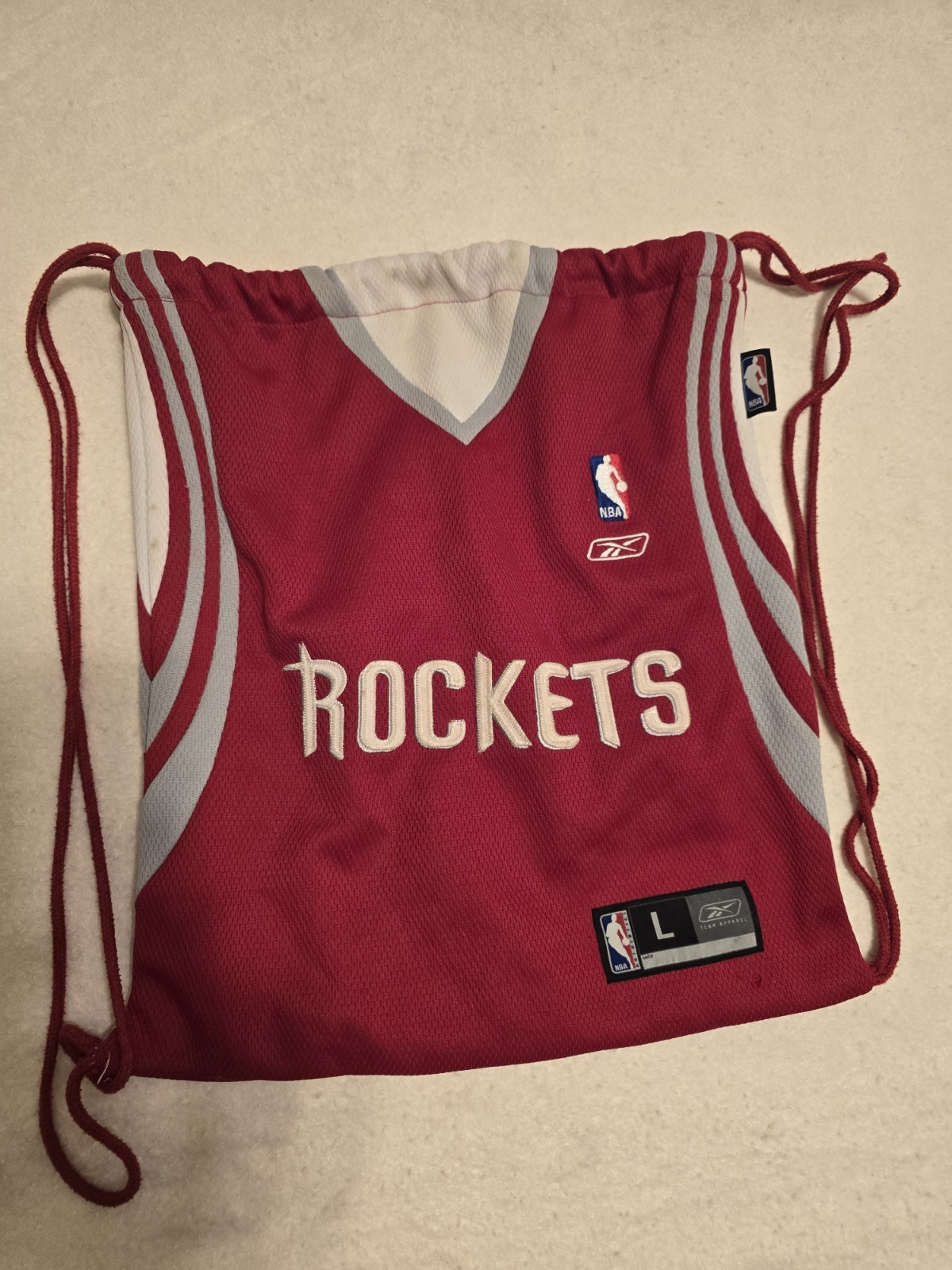 vintage NBA YAO MING REEBOK JERSEY STYLE DRAWSTRING BACKPACK w/EMBROIDERED AUTO vintage NBA YAO MING REEBOK JERSEY STYLE DRAWSTRING BACKPACK w/EMBROIDERED AUTO
