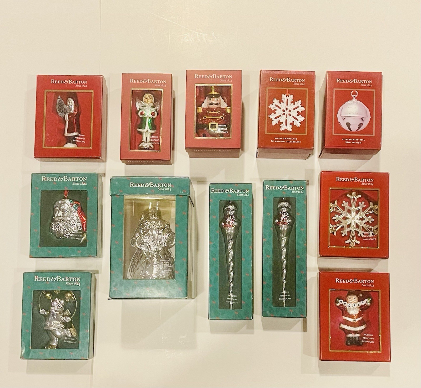 Vintage Reed & Barton Christmas Ornament Set Of 12  Pieces Lot NIB