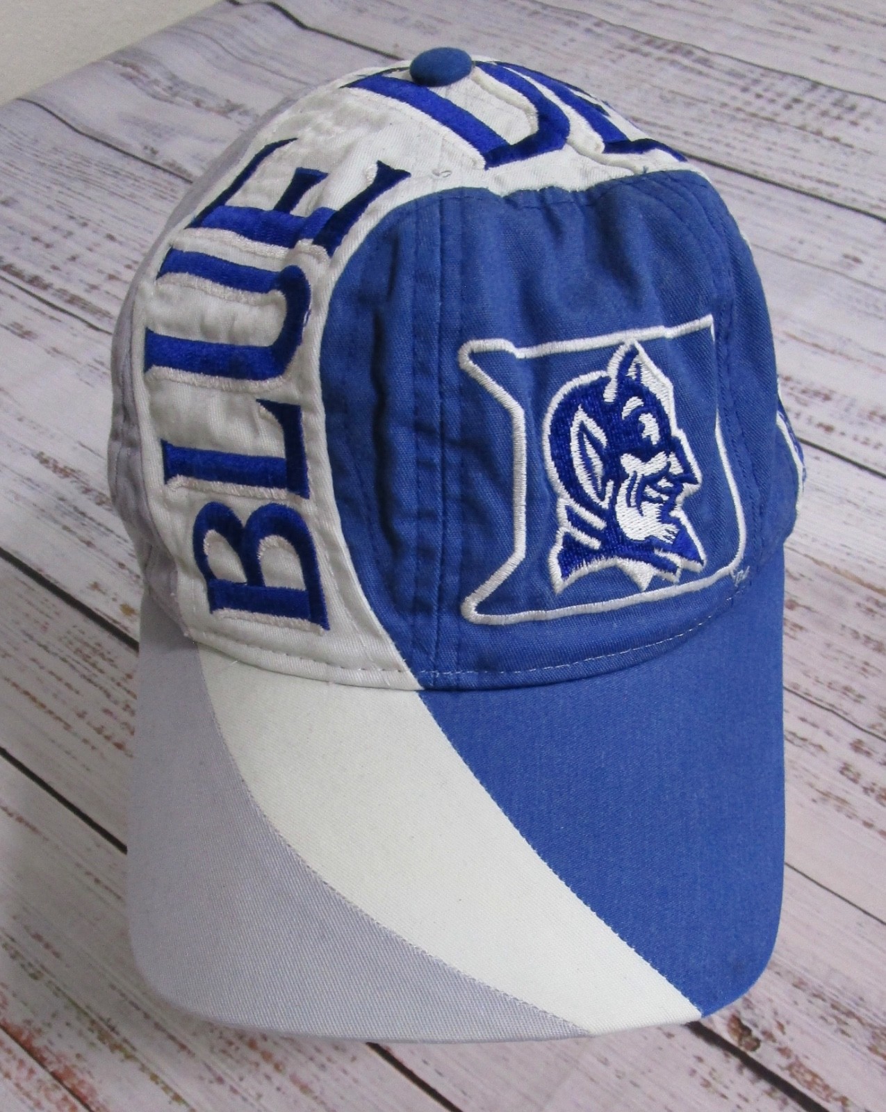 Vtg Duke Blue Devils Swirl Blue White Gray Logo Snapback Twins Enterprise Hat