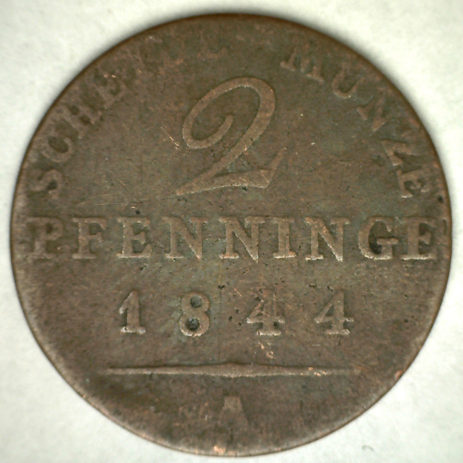 1844 A German States PRUSSIA 2 Pfennig Coin Germany Circulated Good Condition