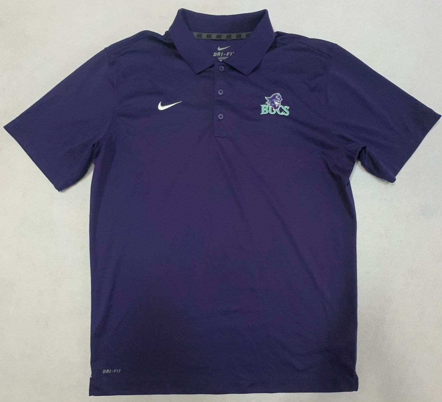Nike Florida Southwestern FSW Bucs Golf Polo Dri-FIT Shirt Mens L Purple
