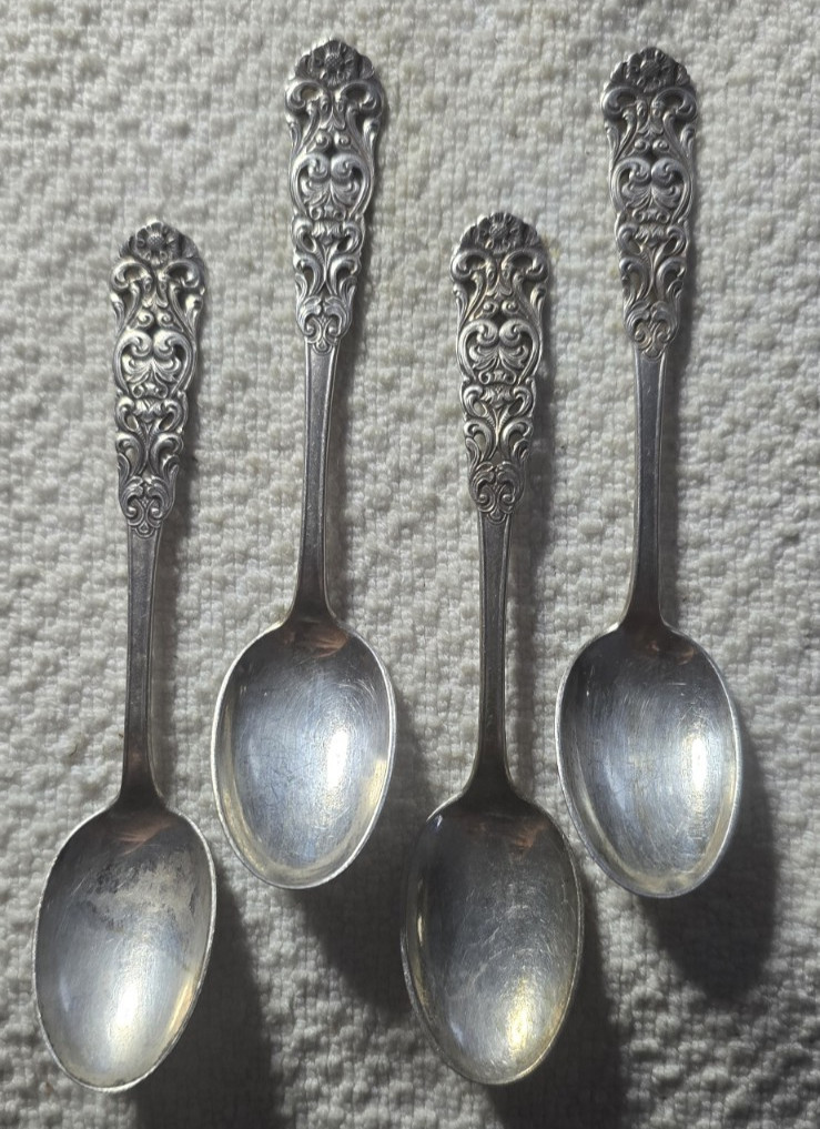 Valdres Th. Marthinsen Norwegian 830S Silver Demitasse 4 Spoons 4\
