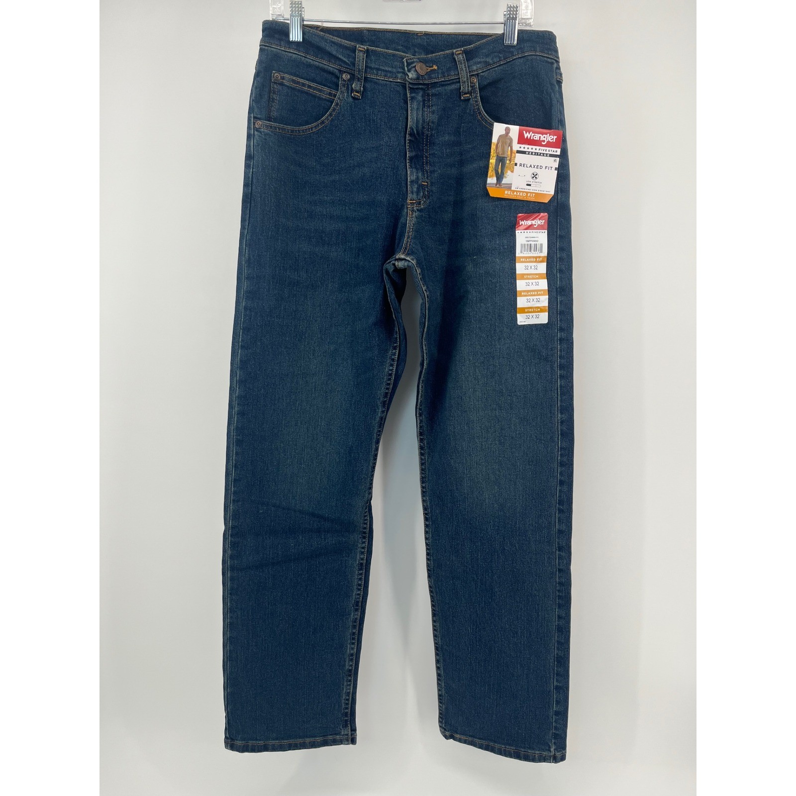Wrangler Relaxed Fit Jeans Mens 32x32 Blue Five Star Heritage Stretch Denim