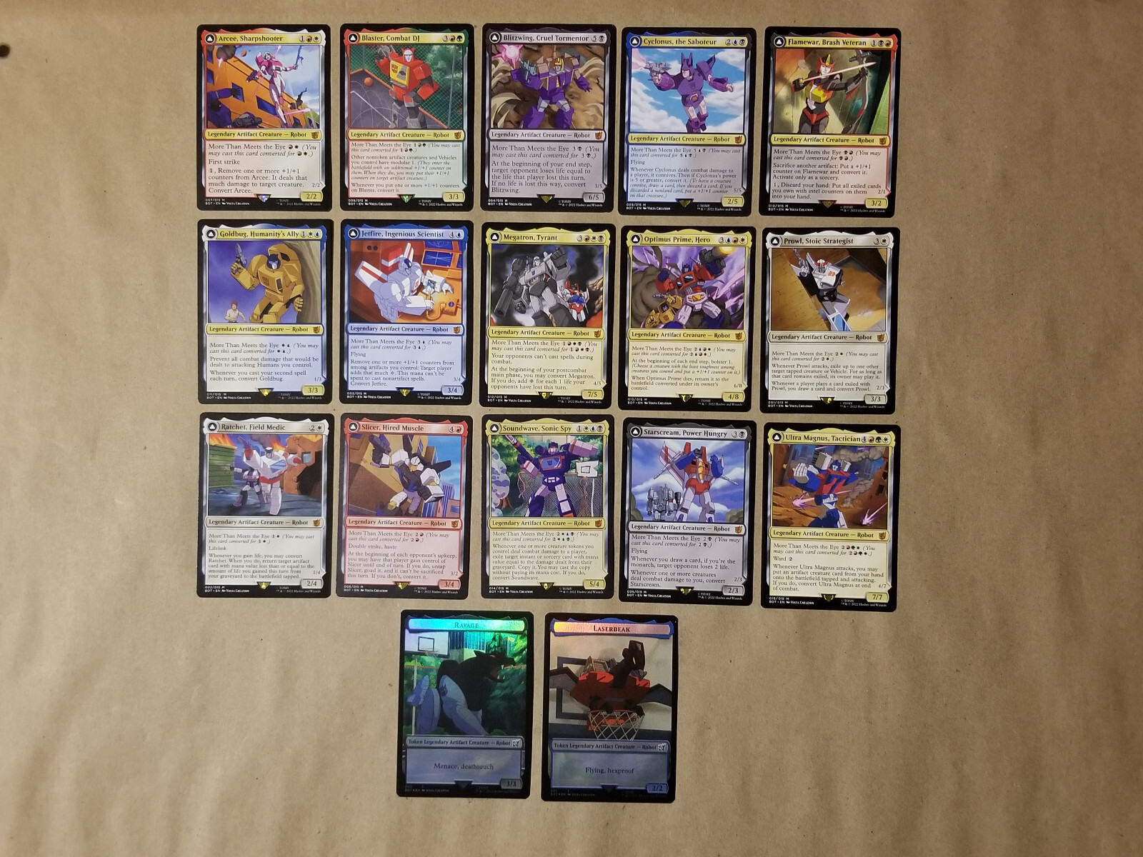 MTG BRO BOT Transformers 15 Card Non-Foil Set w/ Ravage & Laserbeak Token NM/M