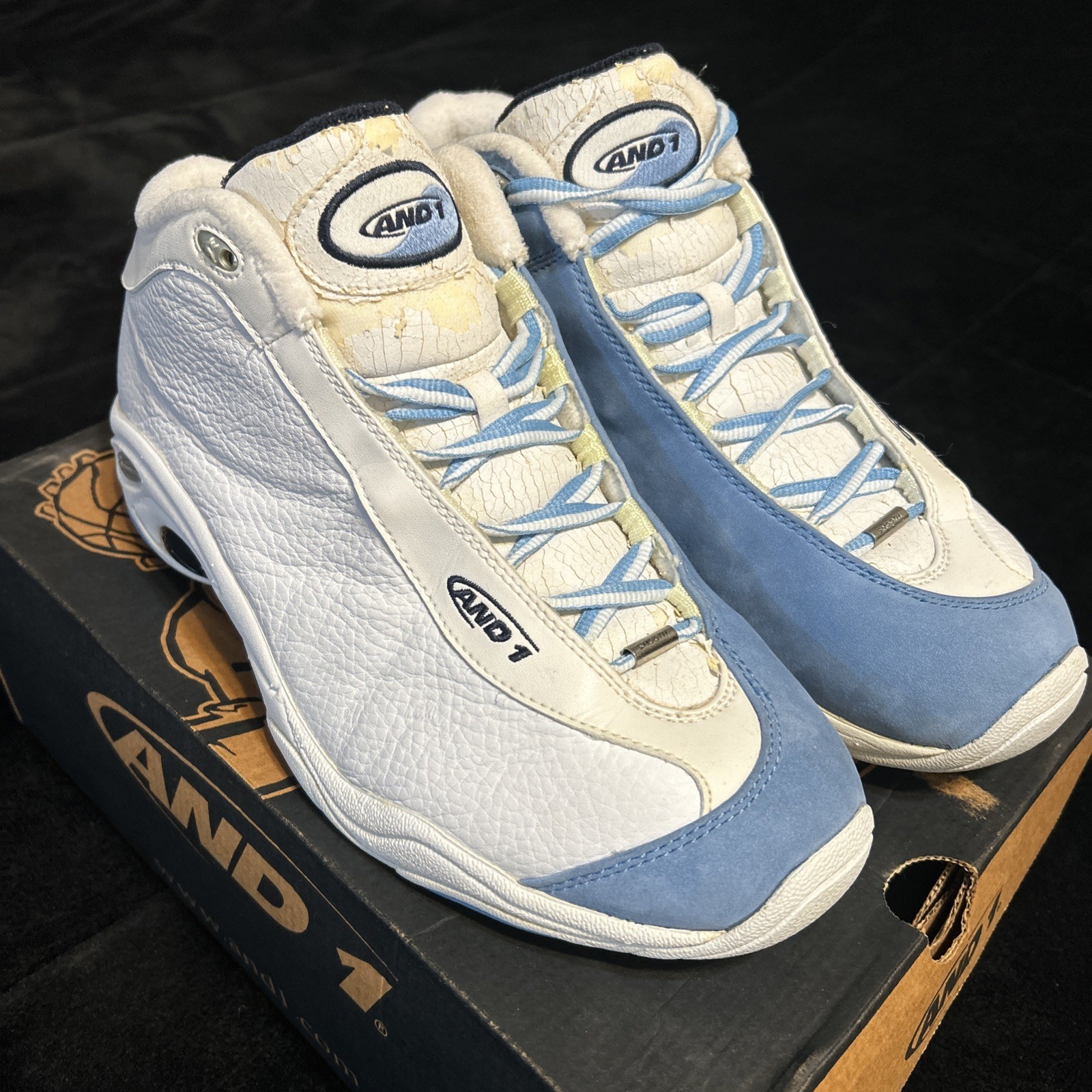 Vintage 2002 AND1 Tai Chi Mid Carolina Blue White Men 11.5 IN9027 147 OG Box