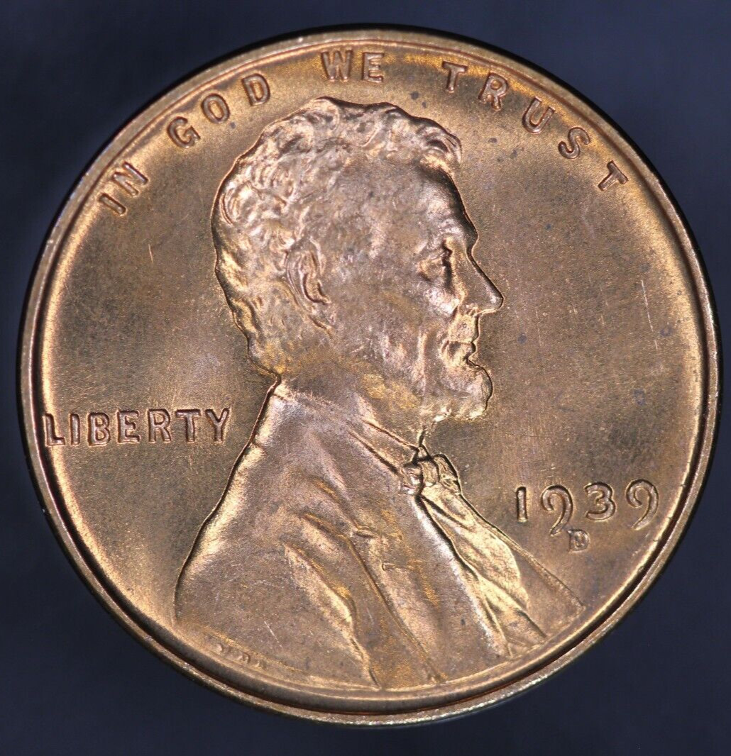 1939 D LINCOLN CENT FRESH FROM AN ORIGINAL ROLL-SUPER GEM++ LOT AA-7301