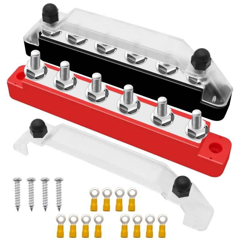 Seamaka Power Distribution Terminal Block with cover with 6 x 1/4 (M6) Seamaka Power Distribution Terminal Block with cover with 6 x 1/4 (M6)