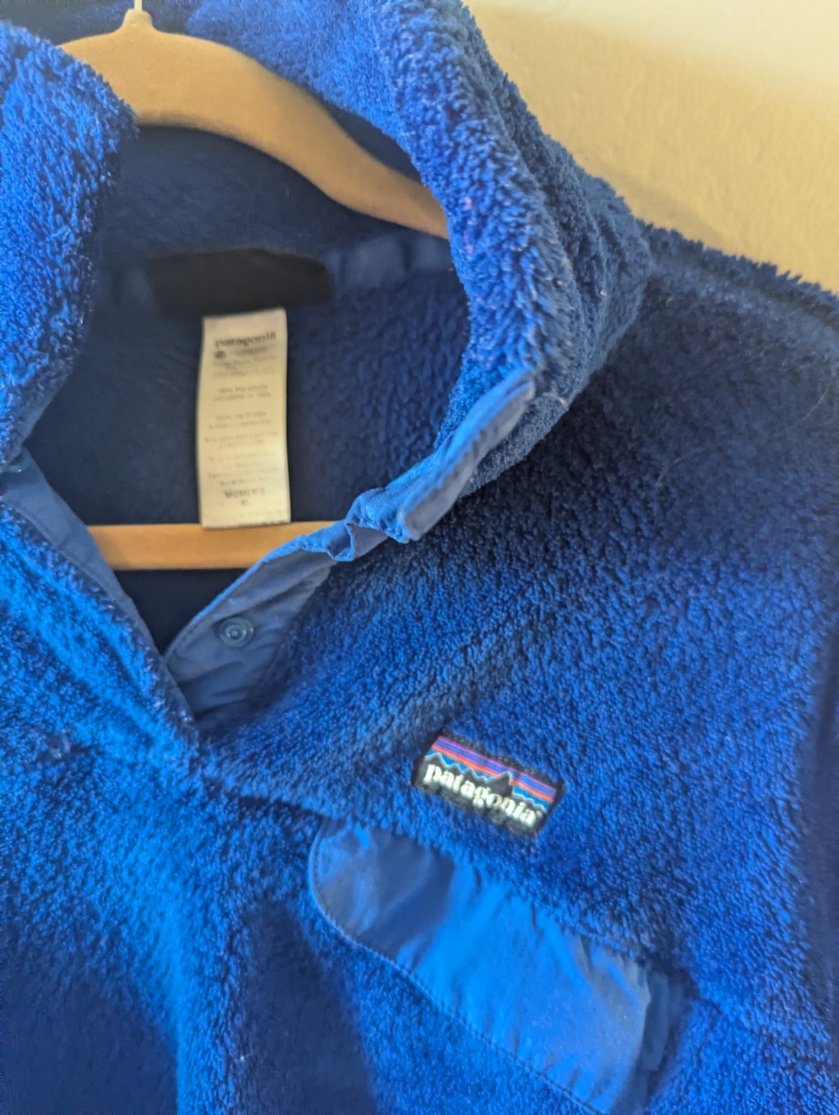 Patagonia womens Retool Snap T Pullover Royal Blue Jacket Size Medium Polartec