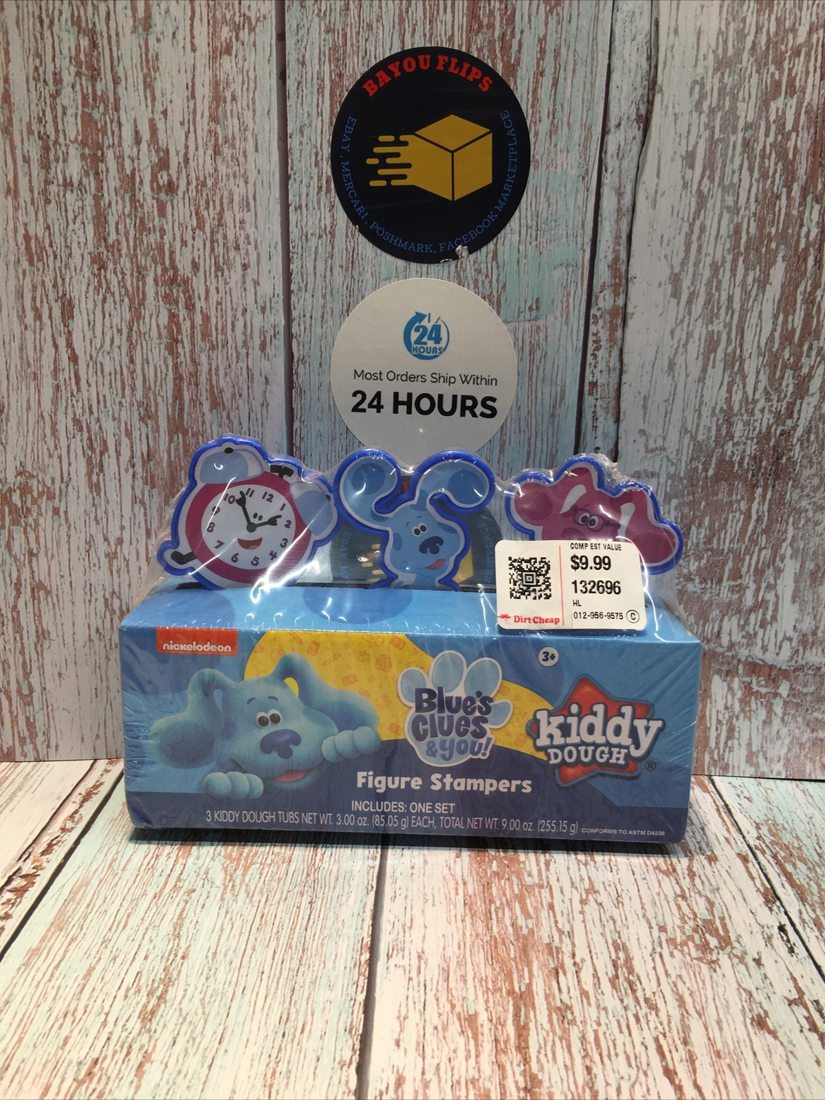 Blue\'s Clues Kiddy Dough Set w/ 3 Count Tubs & 3 Figure Stampers A232