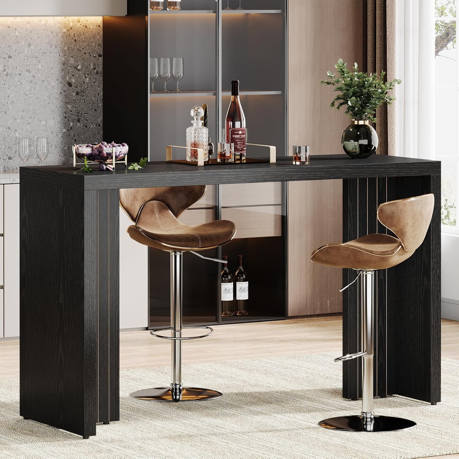 55.12-Inch Rectangular Bar Table, Modern Counter Height Pub Table for Home Bar 55.12-Inch Rectangular Bar Table, Modern Counter Height Pub Table for Home Bar