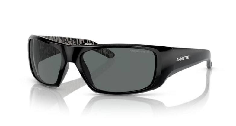 ARNETTE Men\'s AN4182 Hot Shot Wrap Sunglasses, Gloss Black/Grey Polarized, 62 mm