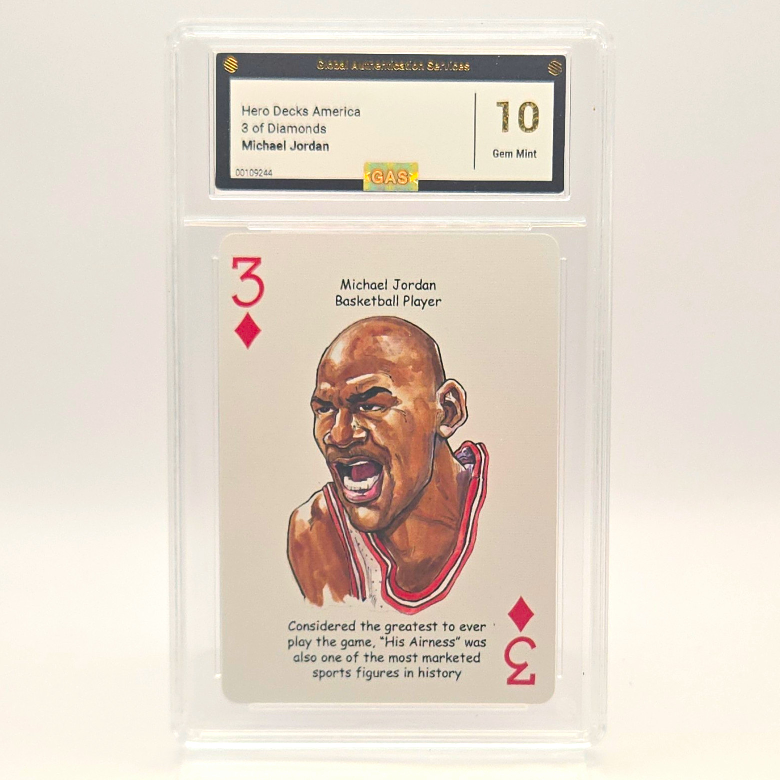 Hero Decks America Michael Jordan 3 of Diamonds #3 Bulls NBA Graded Card Hero Decks America Michael Jordan 3 of Diamonds #3 Bulls NBA Graded Card