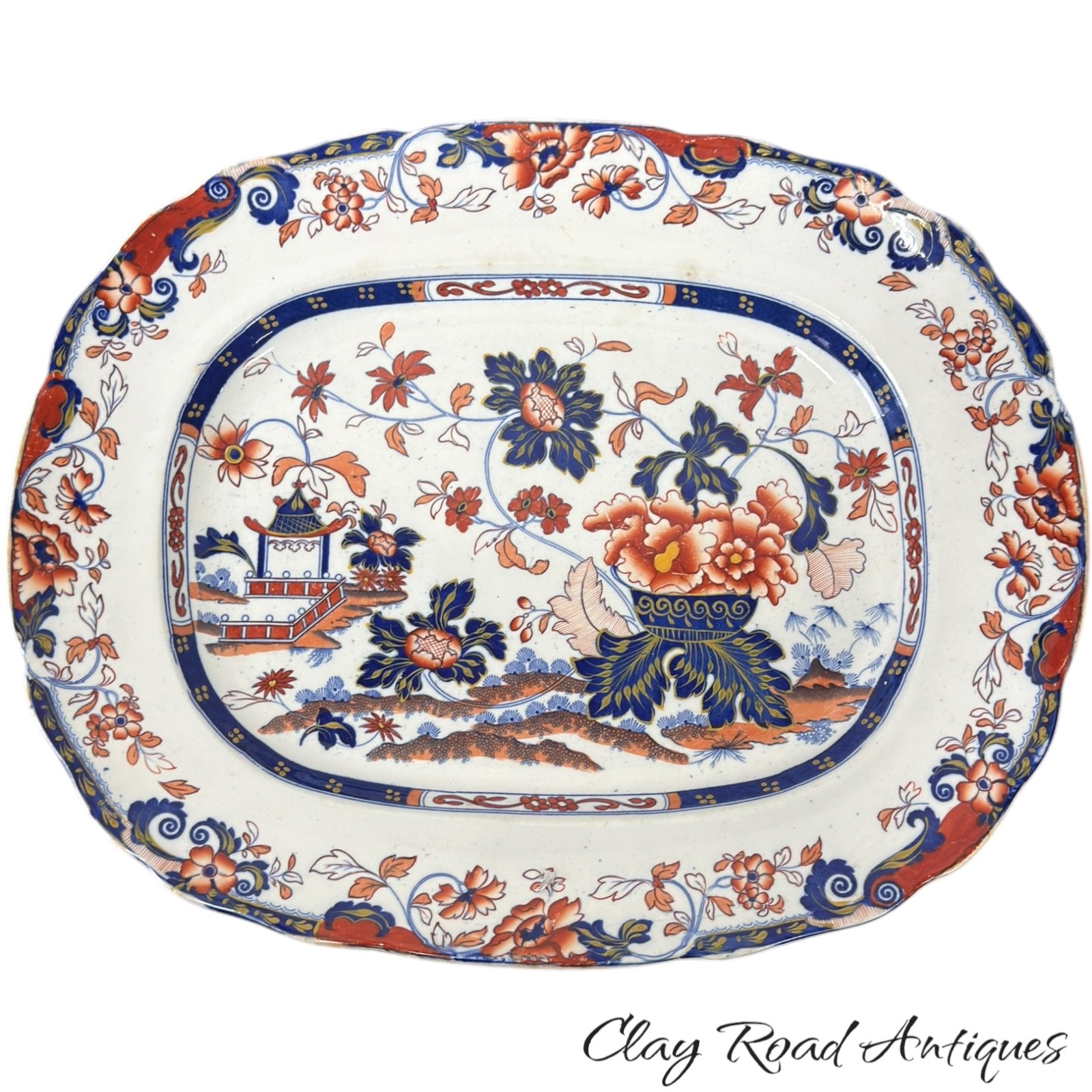 Antique c1840 Minton Amherst Japan Stone China Imari Large Platter vibrant color Antique c1840 Minton Amherst Japan Stone China Imari Large Platter vibrant color