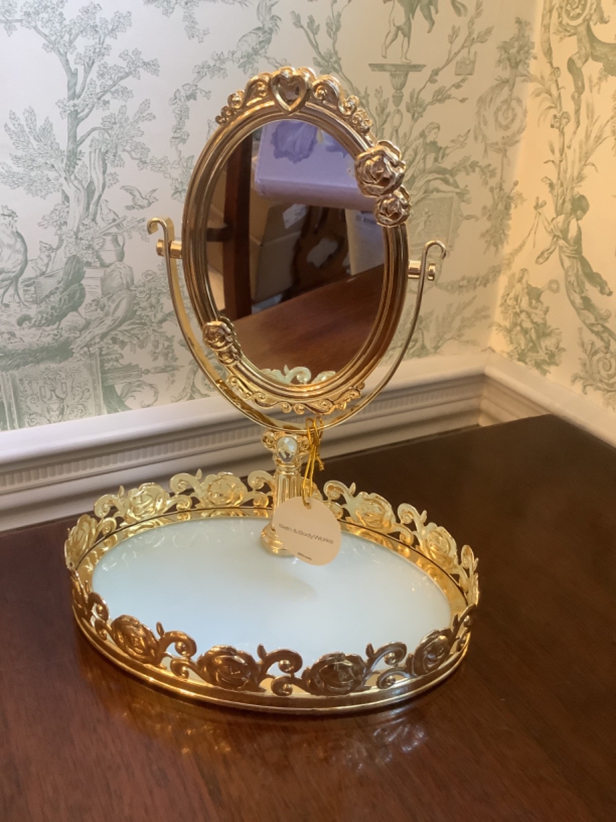 Bath & Body Works Disney Princess Belle Gold Mirror Tray New