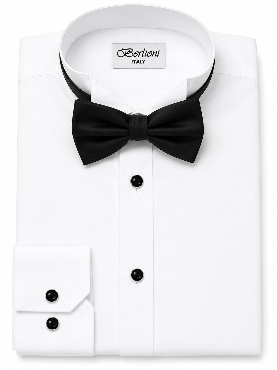 Berlioni Italy Men's Premium Formal Tuxedo Shirt Wing Tip + Bow Tie Berlioni Italy Men's Premium Formal Tuxedo Shirt Wing Tip + Bow Tie