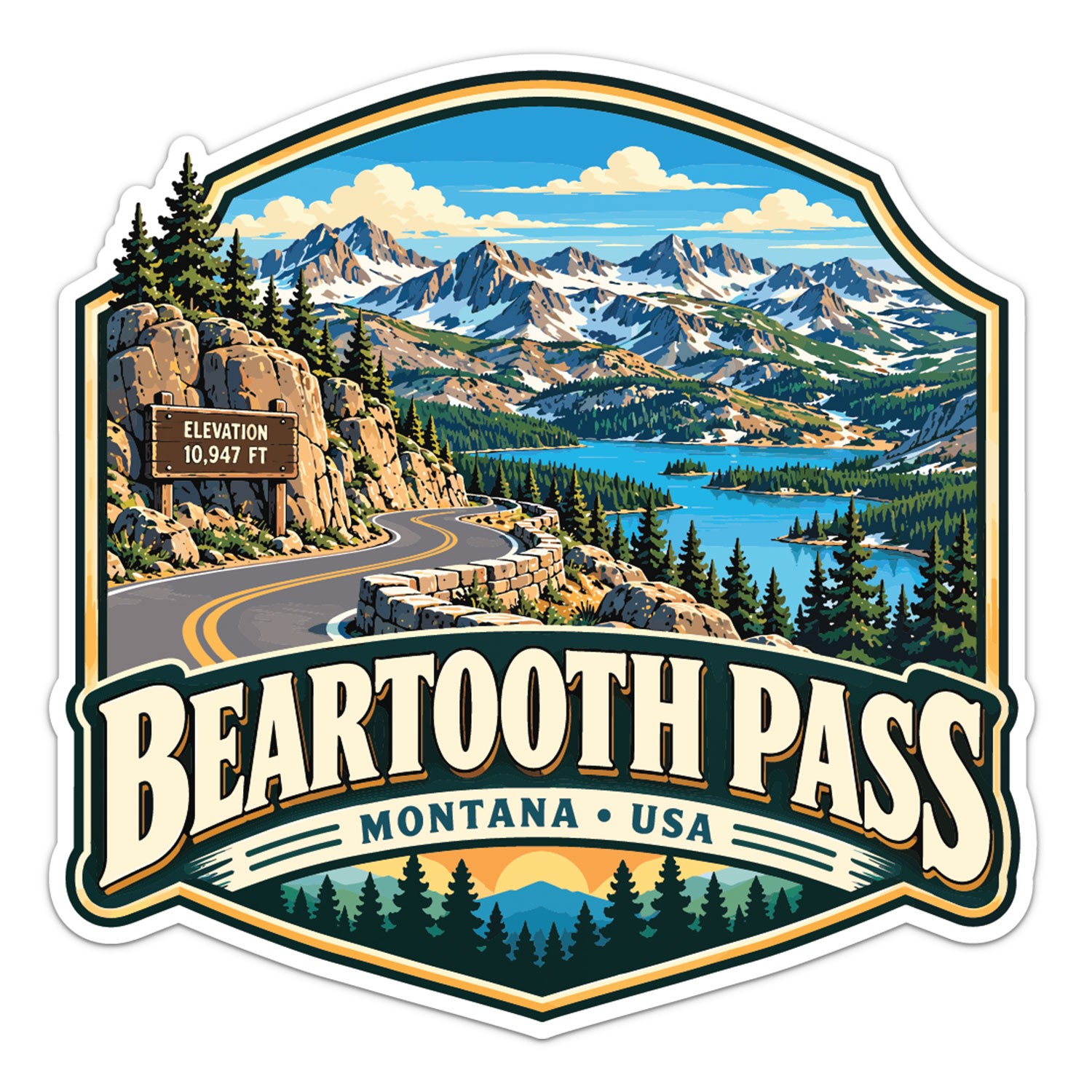 USA Montana Beartooth Pass Sticker Car Bumper Vinyl Decal