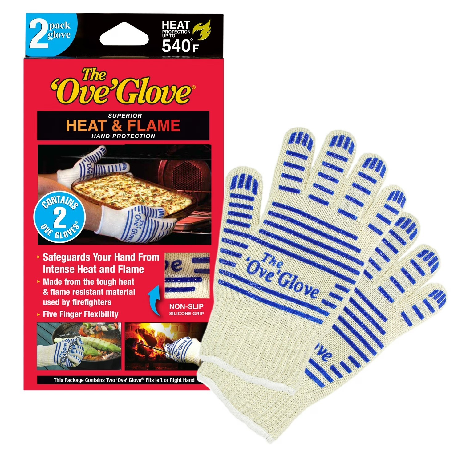 The Ove Glove 2-Pack - Oven Mitts - Superior Hand Protection from Heat and Flame