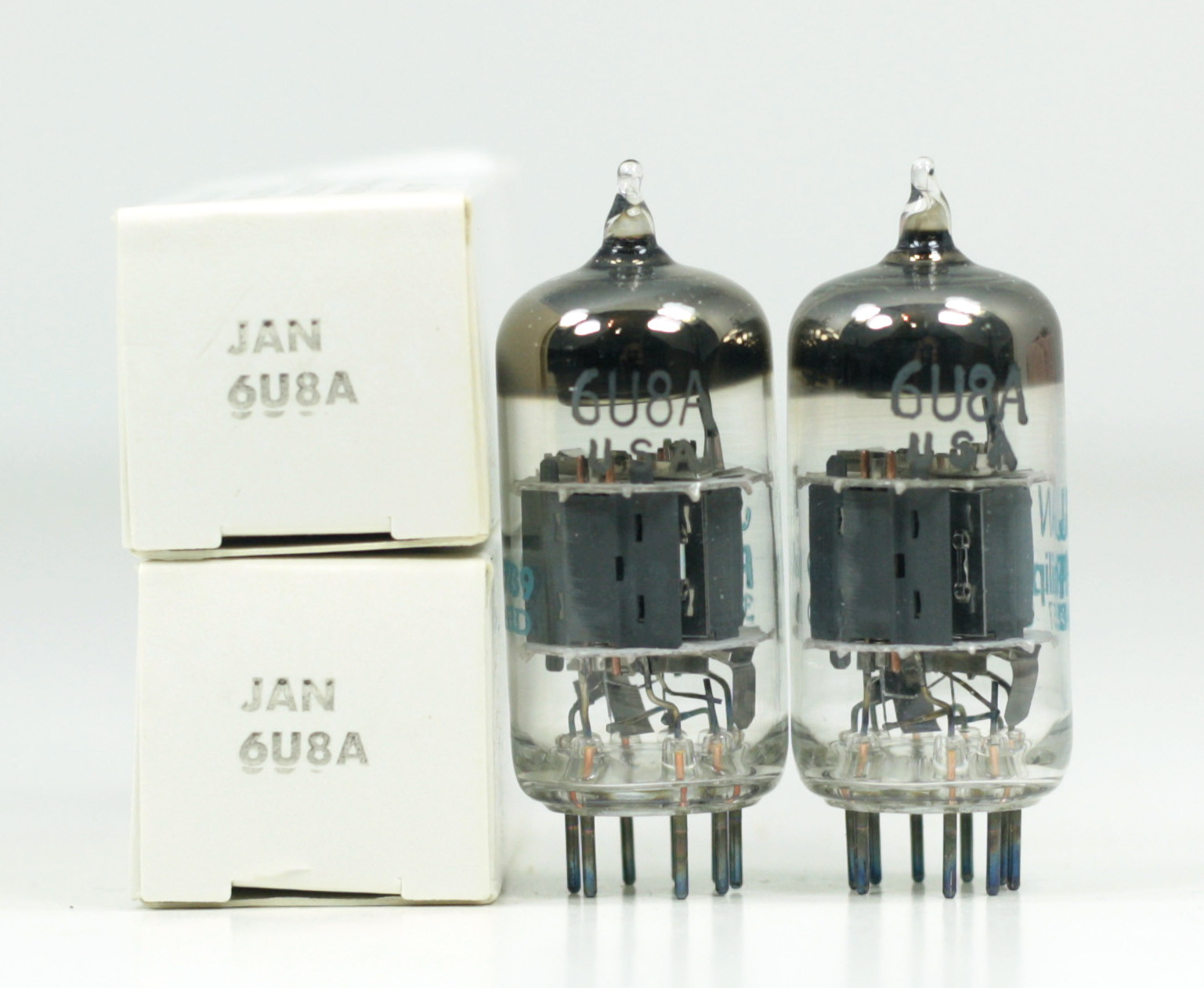 NOS Matched Pair Philips ECG JAN 6U8A (ECF82) Vacuum Tubes - Hickok Tested