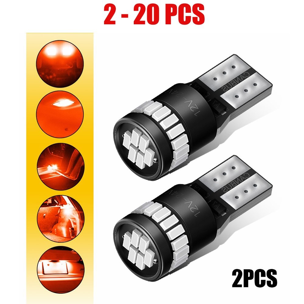 2-20X T10 168 194 LED License Plate Light Bulb Inner Door Lamp Red 24SMD AUXITO