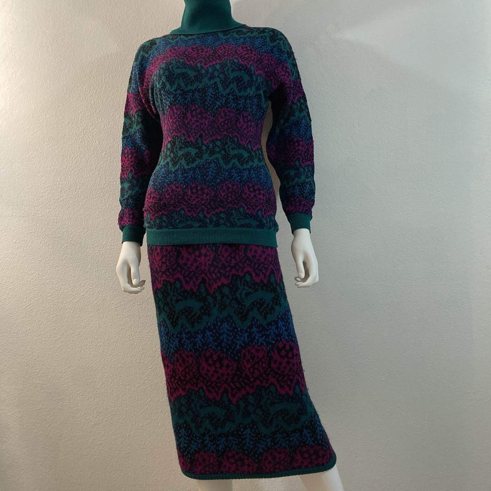 Missoni Knit Set Vintage 1980’s Wool Sweater Skirt Set for Neiman Marcus Italy