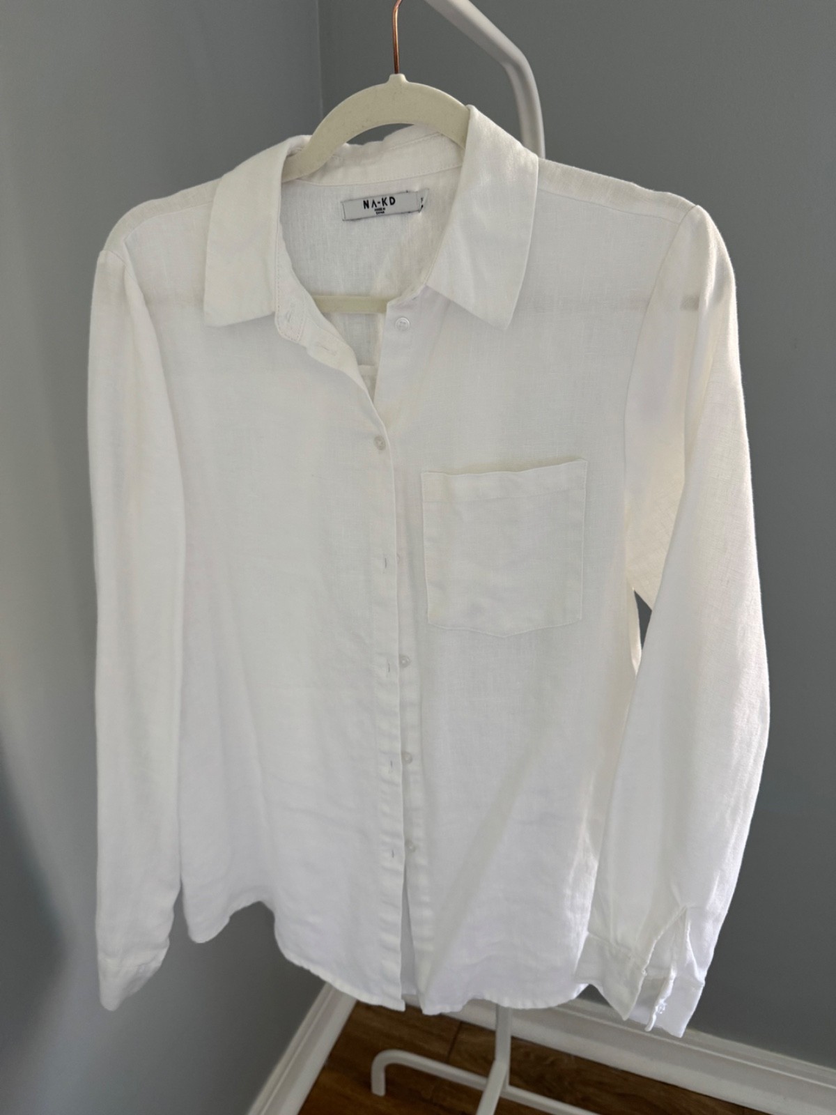 NA-KD Women’s White Button Down Shirt Size 34 Long Sleeve Relaxed Fit NA-KD Women’s White Button Down Shirt Size 34 Long Sleeve Relaxed Fit
