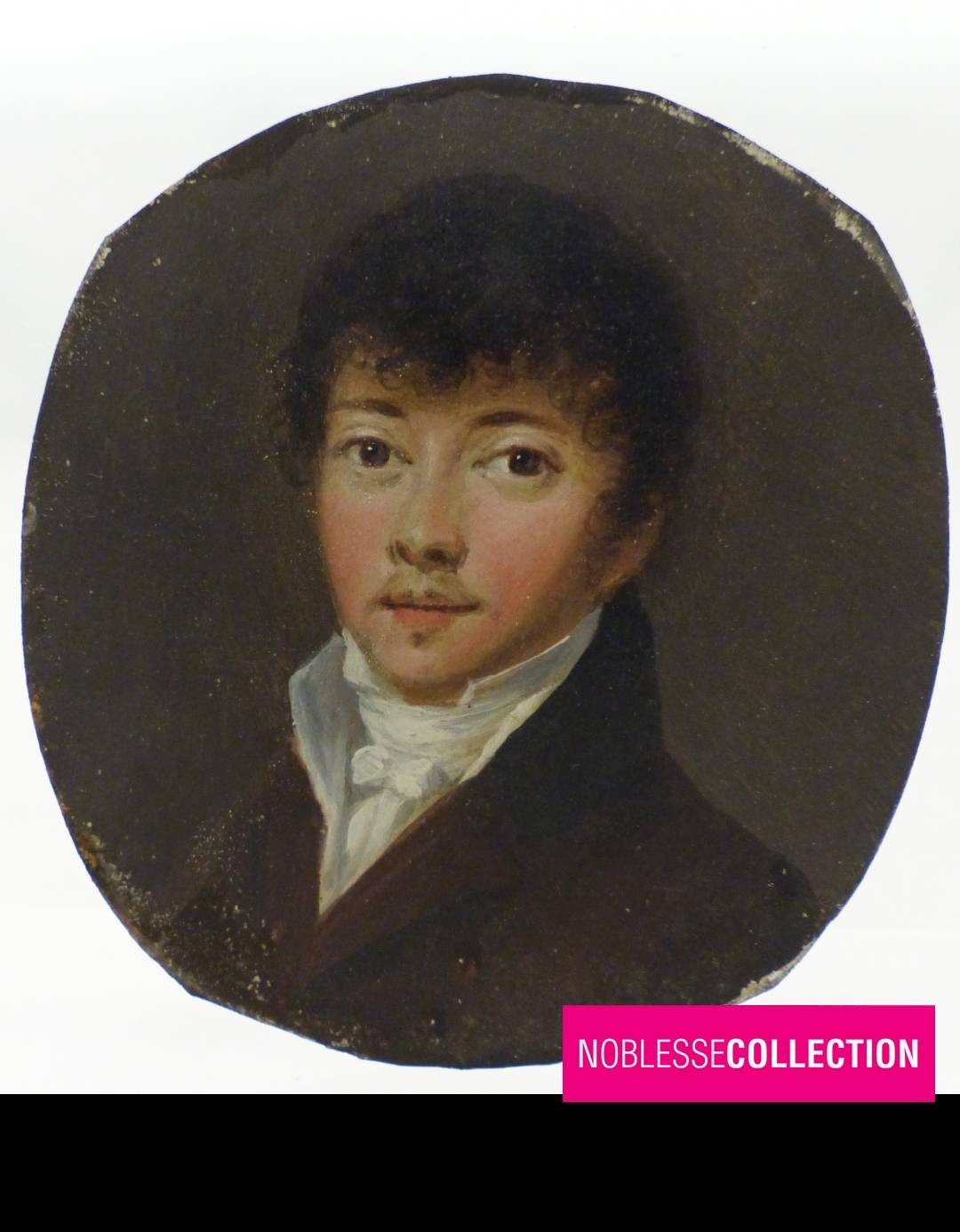 ANTIQUE FRENCH MINIATURE GENTLEMAN PORTRAIT OIL ON COPPER Circa 1820-1830