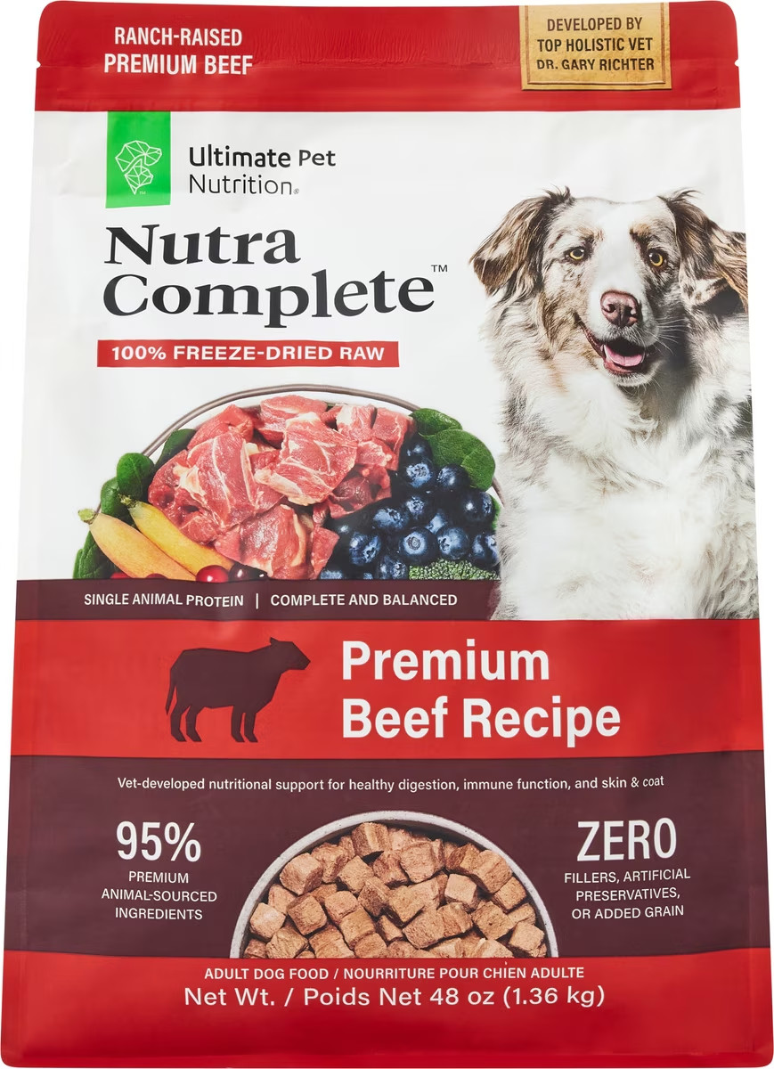 Ultimate Pet Nutrition Nutra Complete Premium Beef Freeze-Dried Dog Food, 48-oz