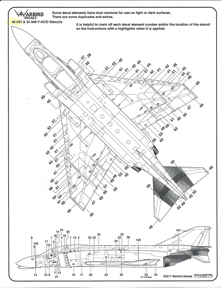 Warbird F-4C/D Phantom Stencils, Decals 1/48 037