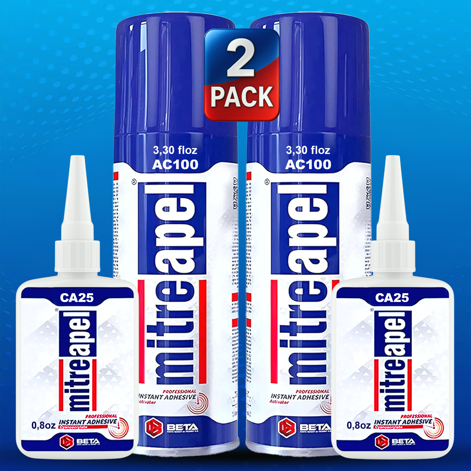 CA Glue with Activator (2x0.80oz-2x3.30fl oz) Instant Bond Professional  ceramic