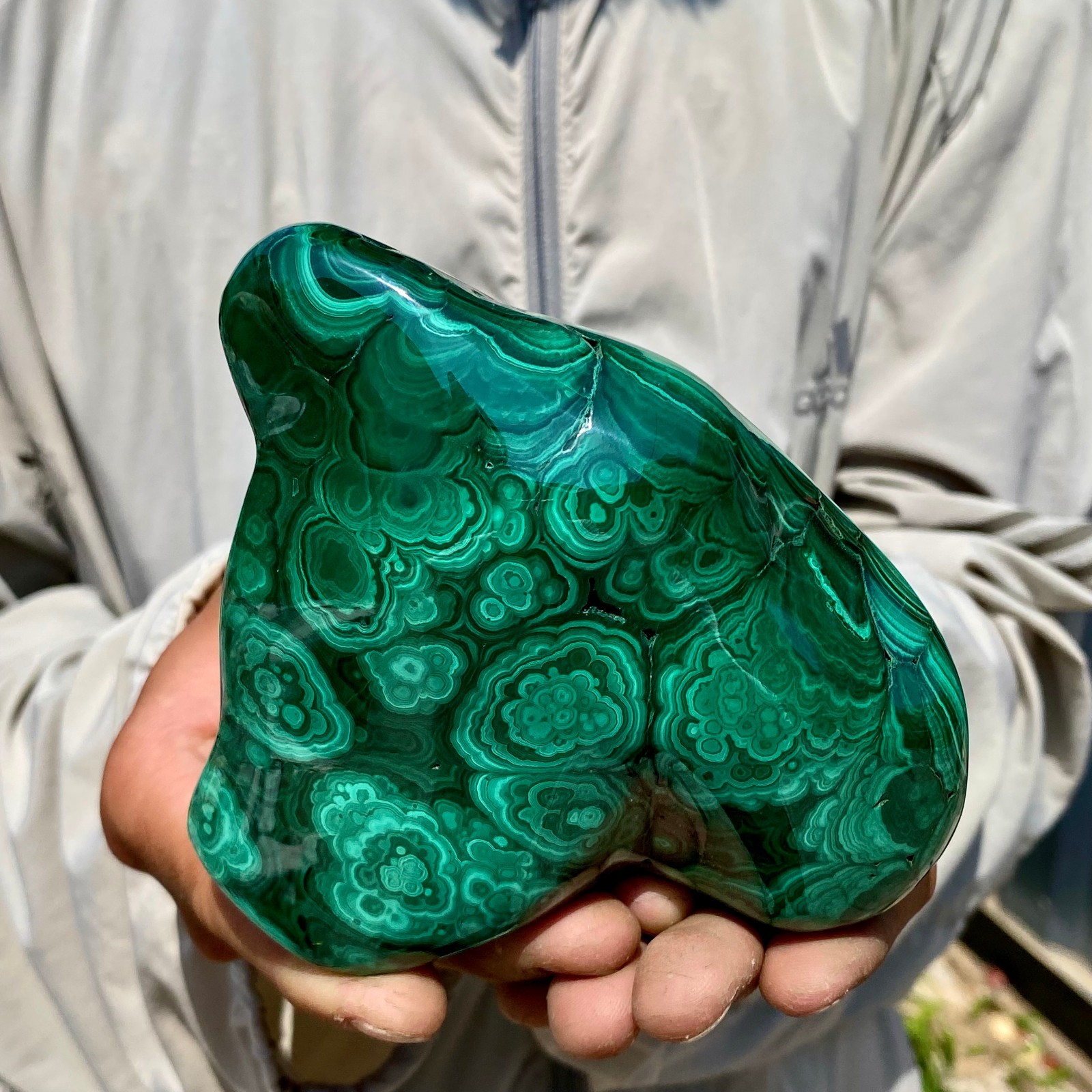2.18LB Natural Polished Malachite Mineral freeform specimen Reiki Stone