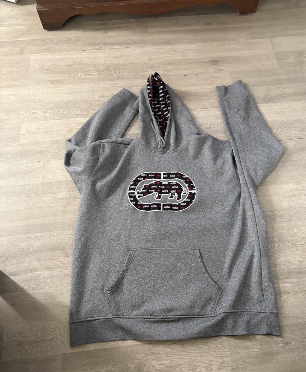 Vintage 4xl Ecko Unltd Sick Front Embroidery And All Over Print Hoodie Lining Vintage 4xl Ecko Unltd Sick Front Embroidery And All Over Print Hoodie Lining