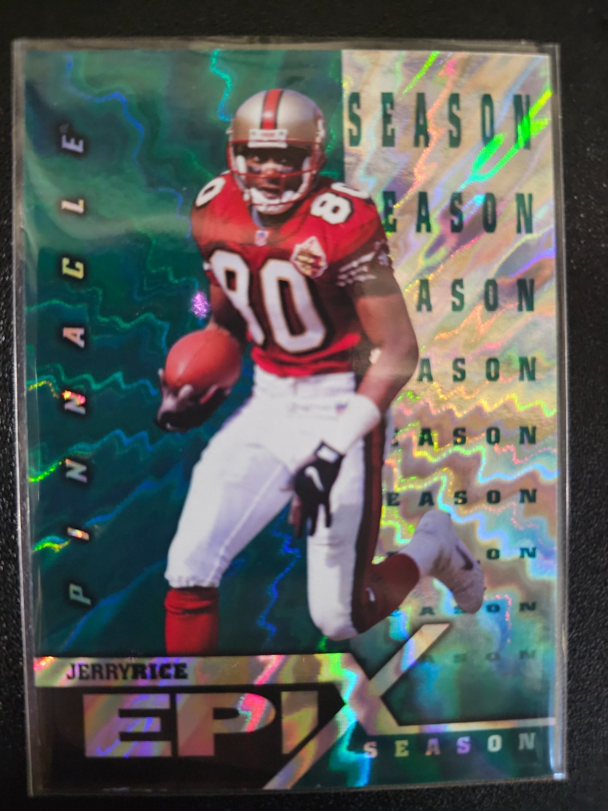 1997 Pinnacle Epix Jerry Rice Season Emerald #E19 /50 1997 Pinnacle Epix Jerry Rice Season Emerald #E19 /50