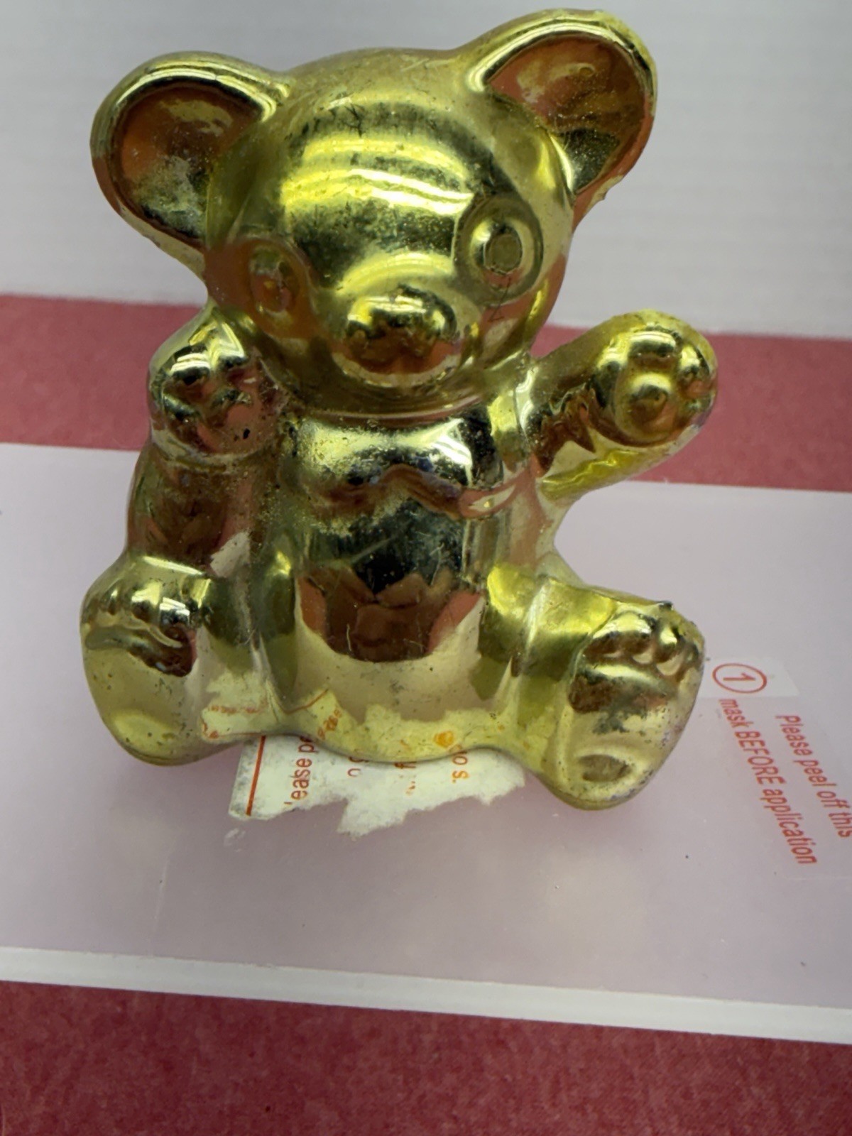 Vintage Gold Teddy Bear Figurine Sitting 2.25\