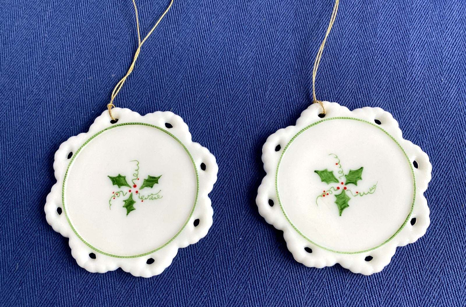 Fenton Ornament Christmas Holly & Berries Milk Glass Snowflake Sold Separately