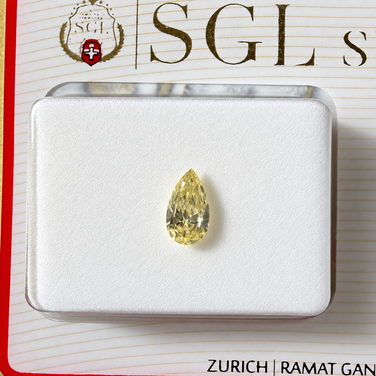 0.22 Ct Natural Fancy Yellow Diamond Pear Cut VVS2 SGL Certified Loose Diamond