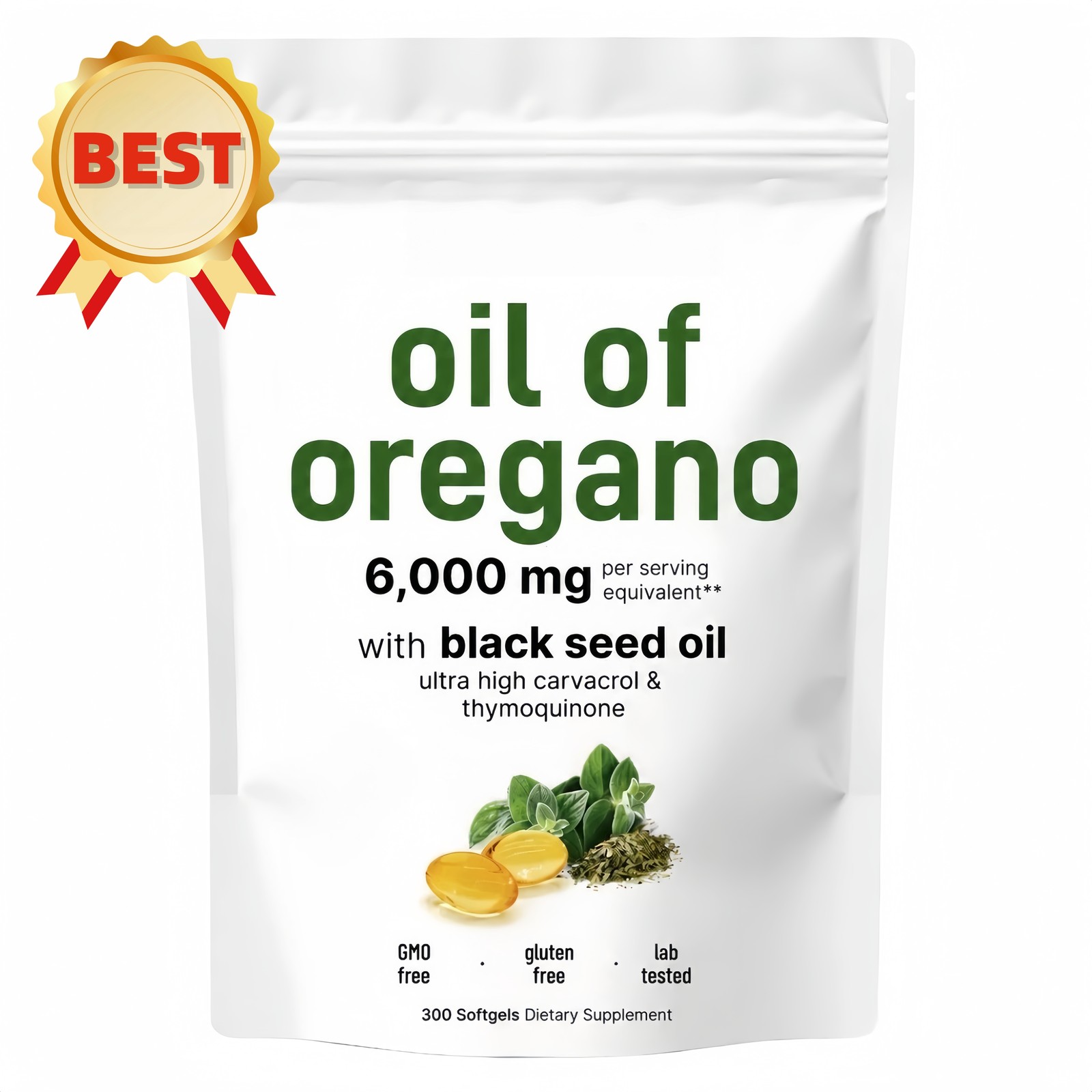 2 in 1 Oil of Oregano & Black Seed Softgels Count with Carvacrol,Immune Supports
