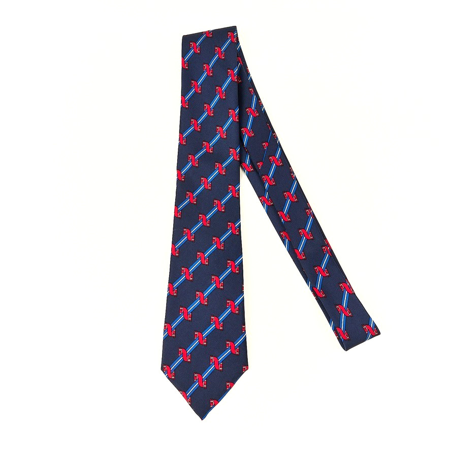 HERMES Paris Silk Tie Horse Head #980 SA Navy Red Made In France 3 X 55\ HERMES Paris Silk Tie Horse Head #980 SA Navy Red Made In France 3 X 55\