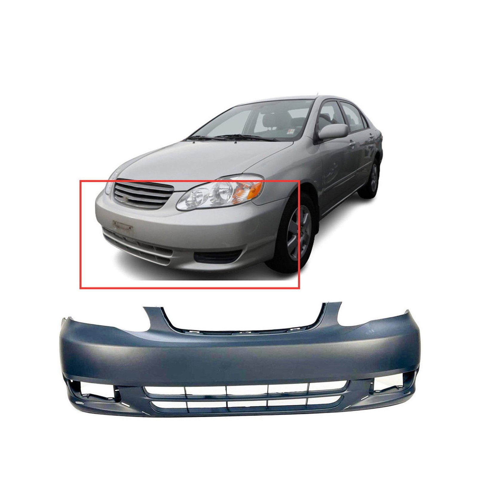 2003-2004 Toyota Corolla Sedan S Primed Front Bumper Cover TO1000241 5211902916
