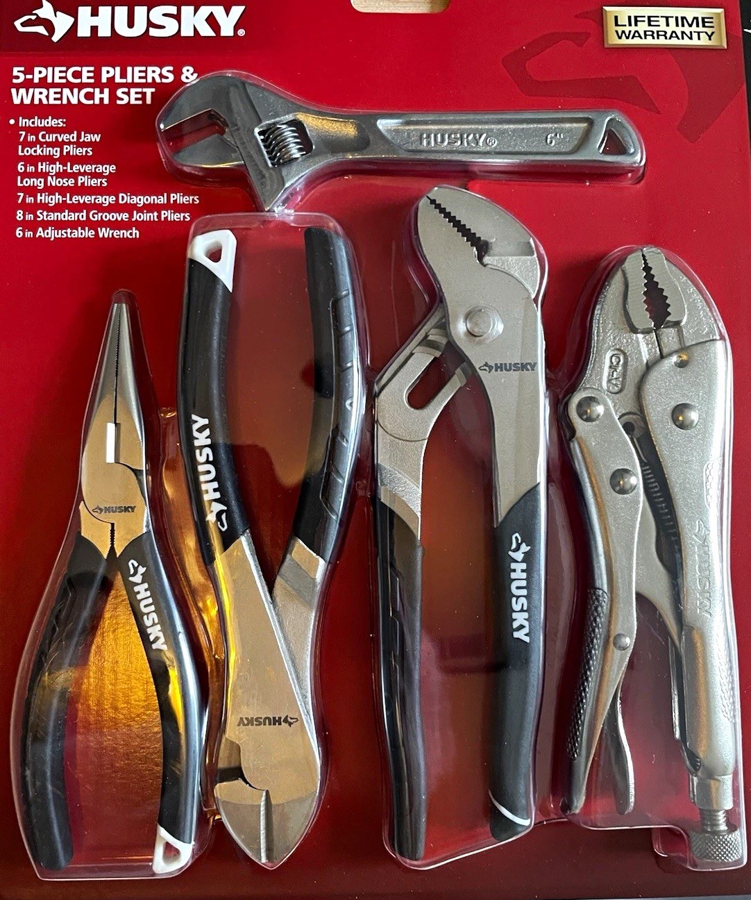 Husky 5-Piece Pliers & Adjustable Wrench Set Husky 5-Piece Pliers & Adjustable Wrench Set