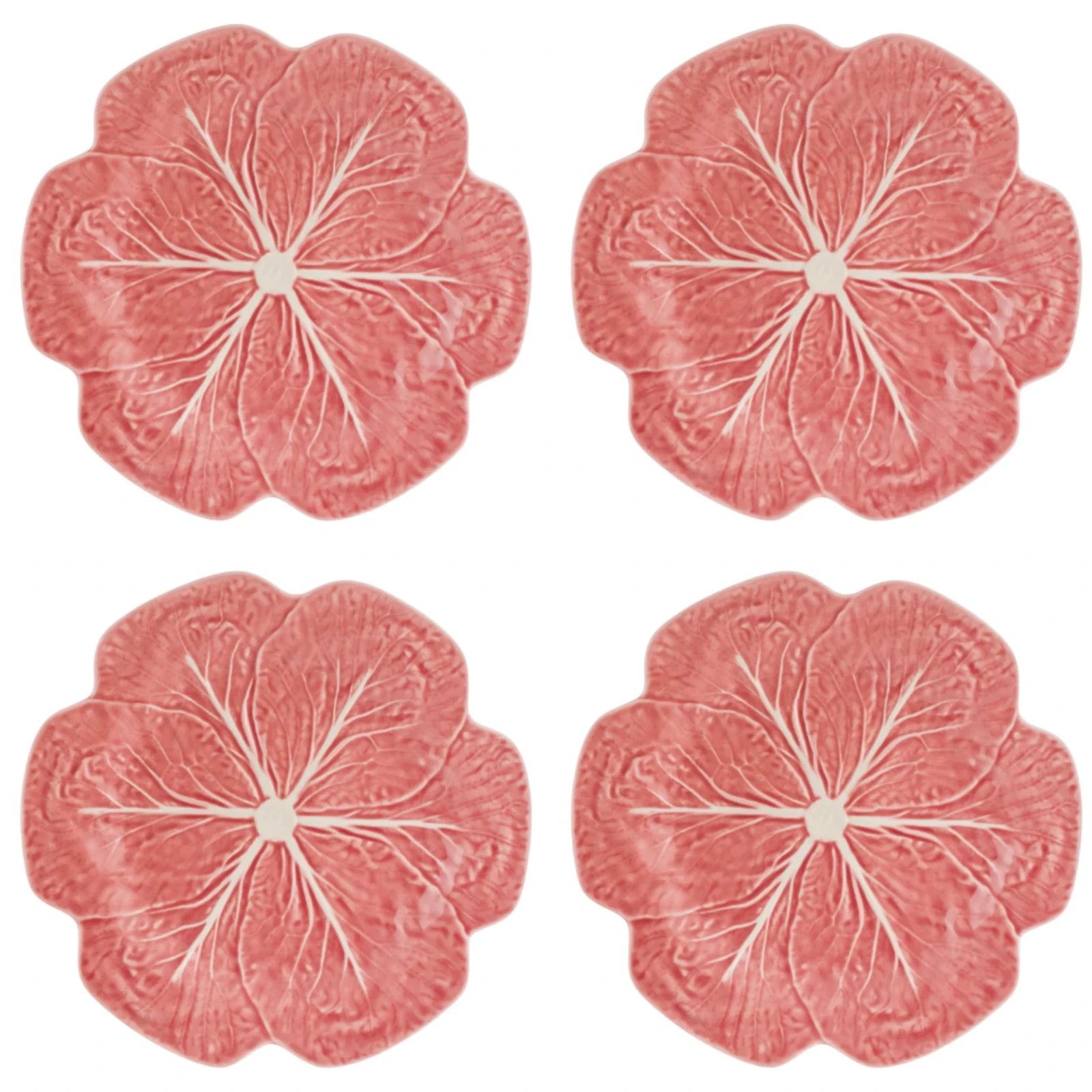 Bordallo Pinheiro Cabbage Pink Dinner Plate, Set of 4