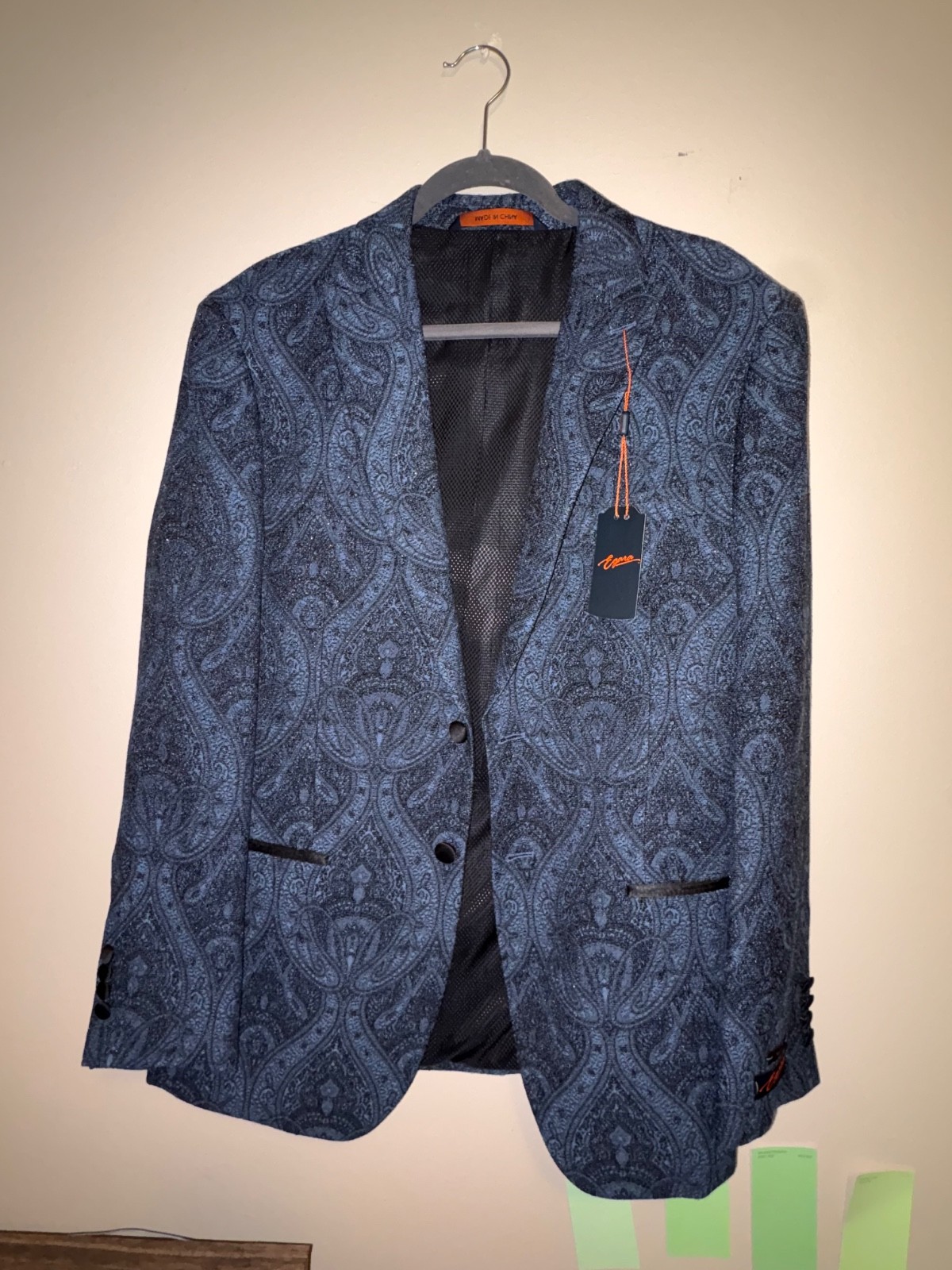 Blue & Black Paisley Men’s Suit Jacket 42R New w/Tags, Egara Men’s Warehouse