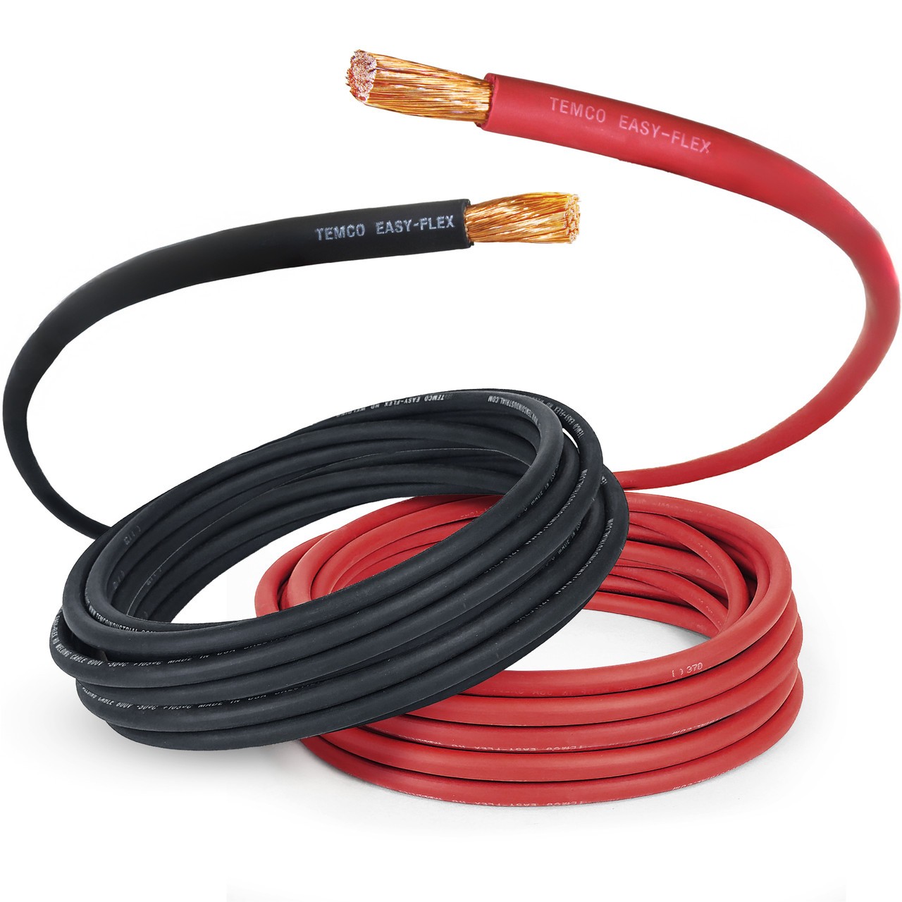 TEMCo 2/0 Gauge AWG 15 Ft Black + 15 Ft Red Flexible Copper USA Welding Cable