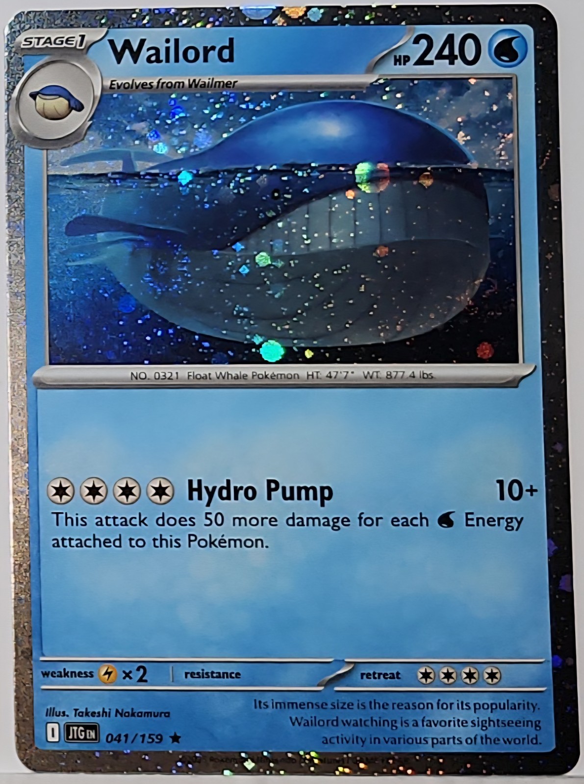 Swirls 🌀 Wailord 041/159 Cosmo Holo Bleed Error Rare Pokémon TCG ✨️ Swirls 🌀 Wailord 041/159 Cosmo Holo Bleed Error Rare Pokémon TCG ✨️
