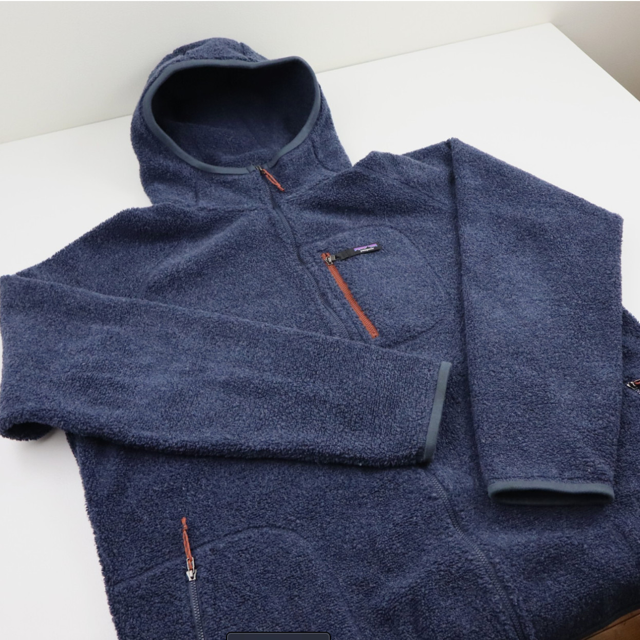 Patagonia Reclaimed Fleece Hoody Jacket Mens medium Blue Wool full zipper 